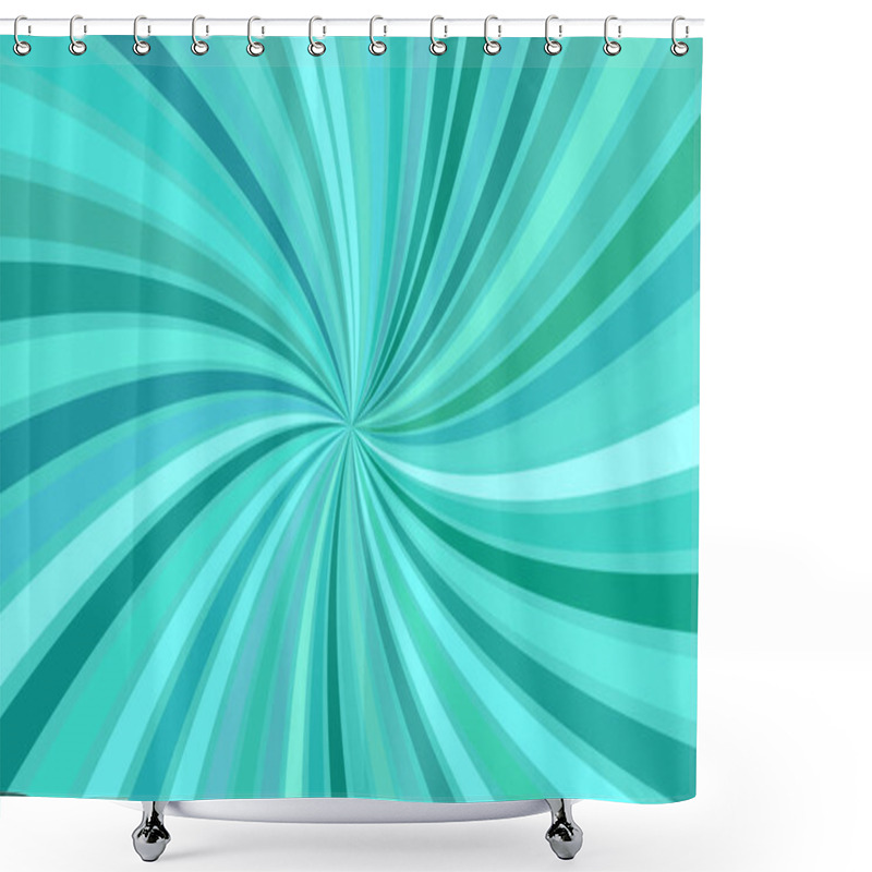 Personality  Turquoise Hypnotic Abstract Striped Spiral Background Design With Swirling Rays Shower Curtains