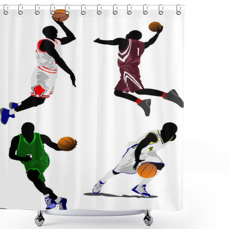 Personality  Basketball Players. Vector Illustration Shower Curtains