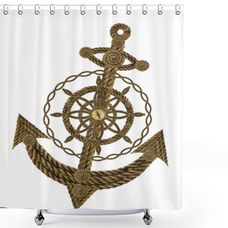 Personality  Compass Anchor Steering Wheel Shower Curtains