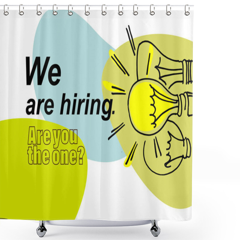 Personality  Job Ad Banner. Hiring The Right Person Concept. Hand Drawn Bulbs, One Of Them Is Brighter Than The Others Shower Curtains