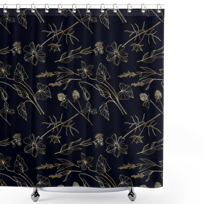 Personality  Vector Wildflower Floral Botanical Flowers. Black And White Engraved Ink Art. Seamless Background Pattern. Shower Curtains