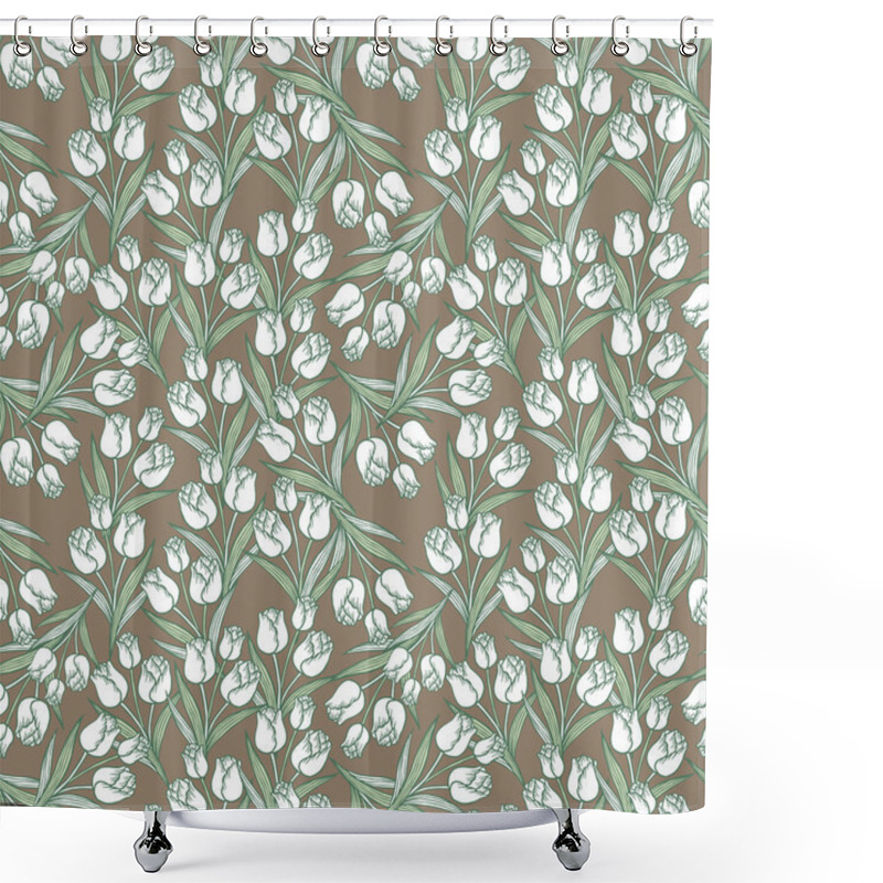 Personality  Graceful Tulip Seamless Pattern Shower Curtains