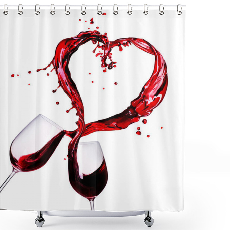 Personality  Two Glasses Of Red Wine Abstract Heart Splash Shower Curtains