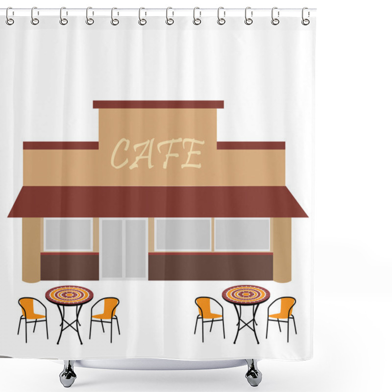 Personality  Cafe With Summer Terrace Shower Curtains