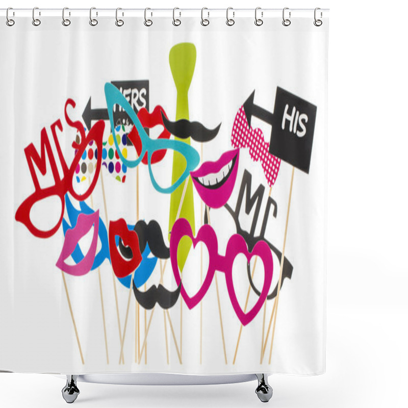 Personality  Photo Booth Props On A White Background Shower Curtains