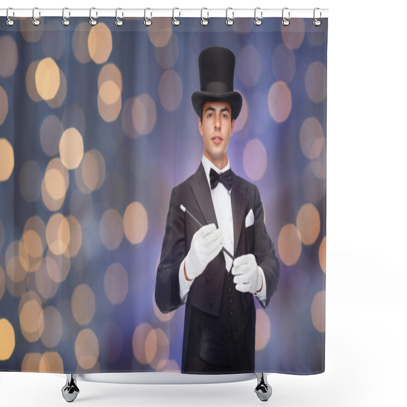 Personality  Magician In Top Hat With Magic Wand Shower Curtains