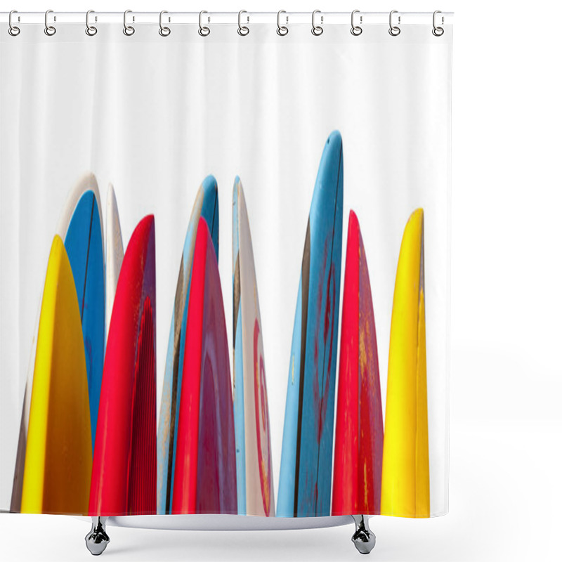 Personality  Stack Of Surfboards Isolated Shower Curtains