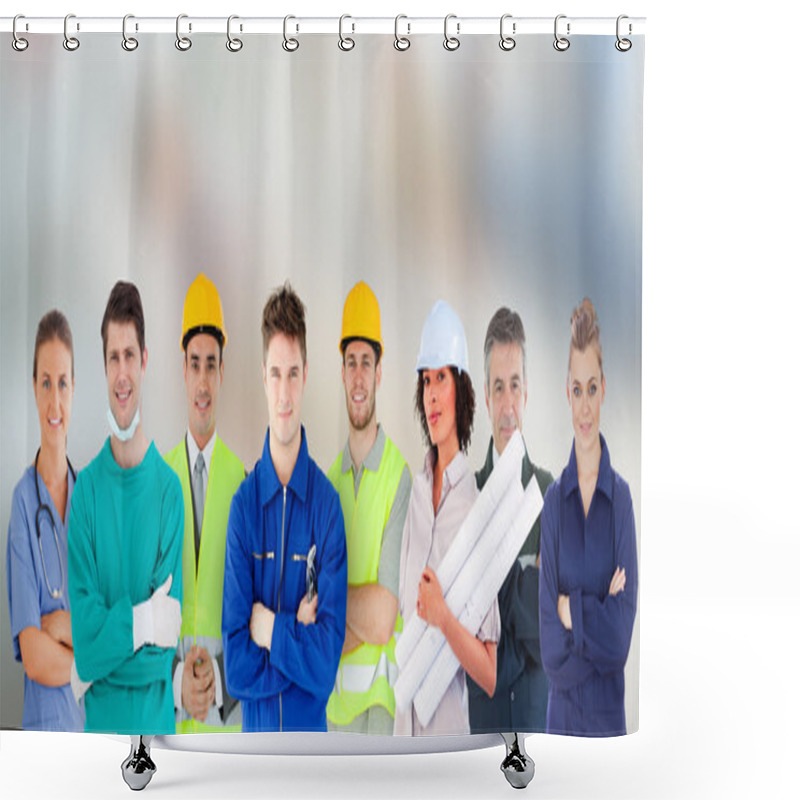 Personality  Group Of With Different Jobs Standing Shower Curtains