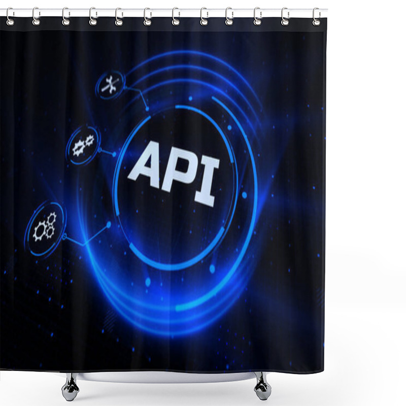 Personality  API Application Programming Interface Technology Concept On Screen. Shower Curtains