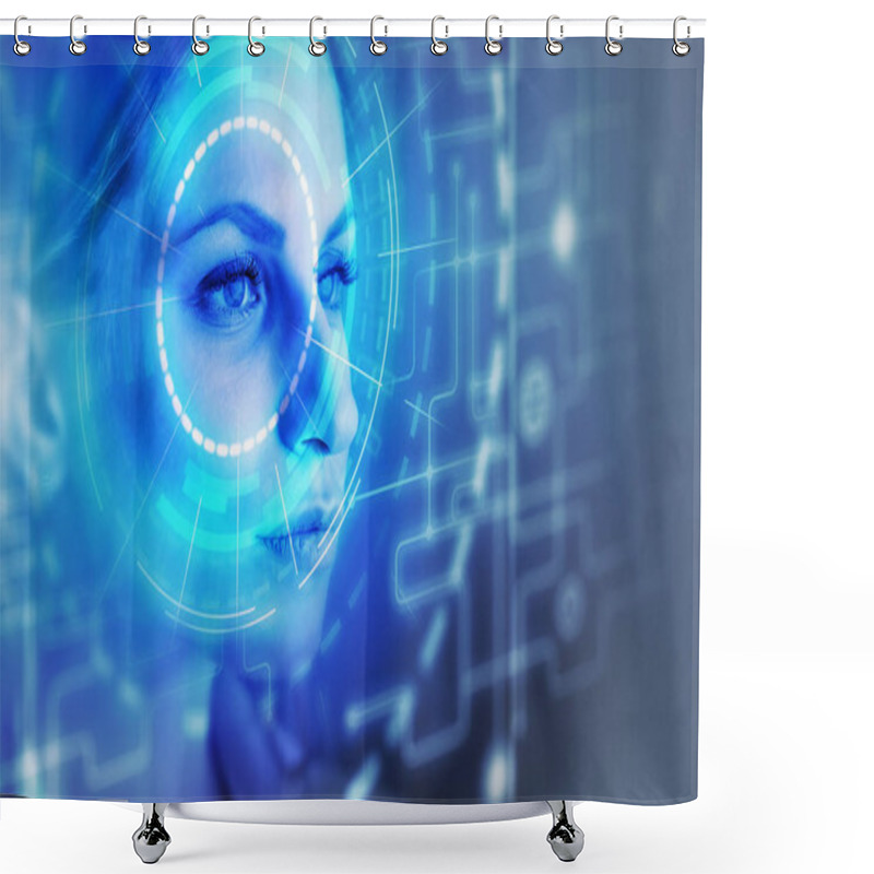 Personality  Woman Face And Facial Recognition Interface Shower Curtains