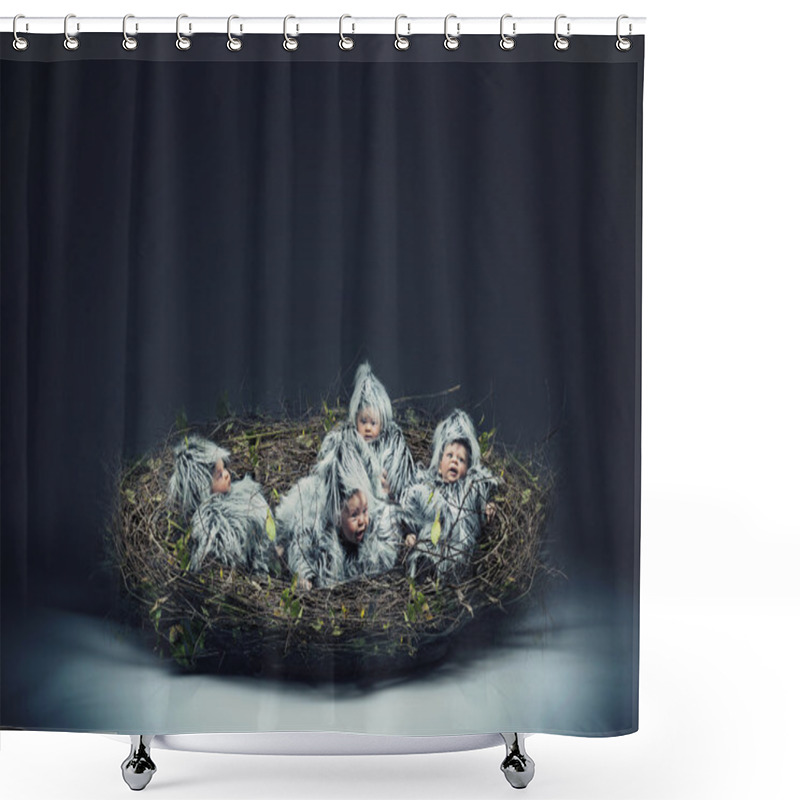 Personality  Conceptual Photo Of A Nestling Child Shower Curtains