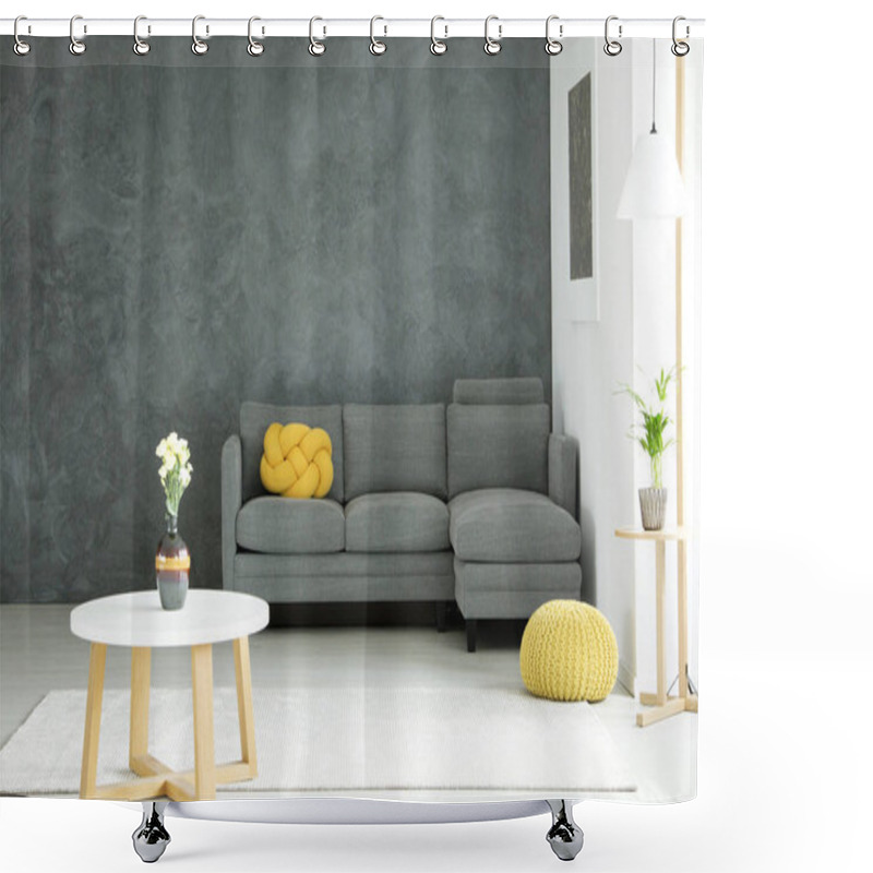 Personality  Grey And Yellow Living Room Shower Curtains