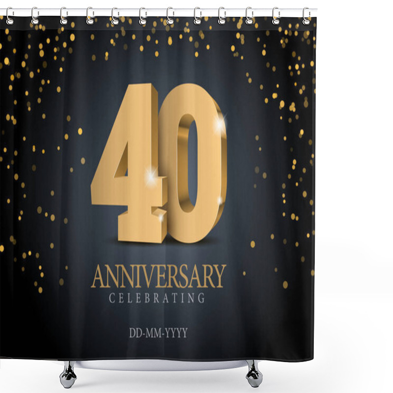 Personality  Anniversary 40. Gold 3d Numbers. Shower Curtains