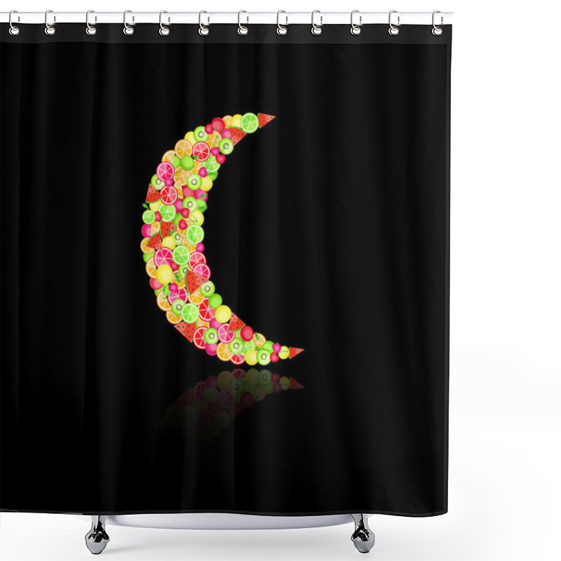 Personality  Moon Filled With Fruits Shower Curtains