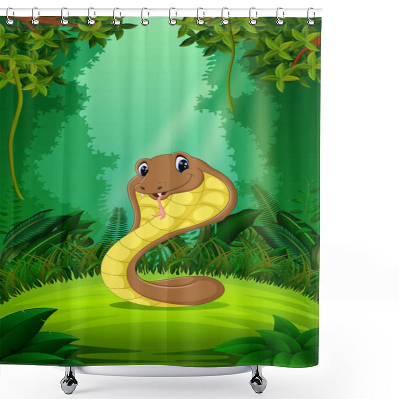 Personality  Snake in the clear and green forest shower curtains