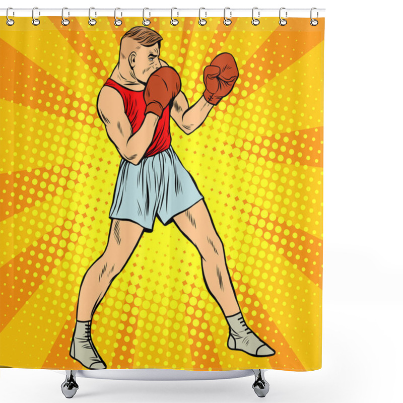 Personality  Retro Boxer In Fighting Stance Shower Curtains