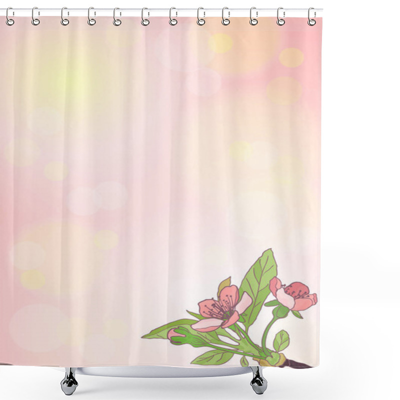 Personality  Blooming Cherry Close-up. Spring Background. Nature Blooming Bac Shower Curtains