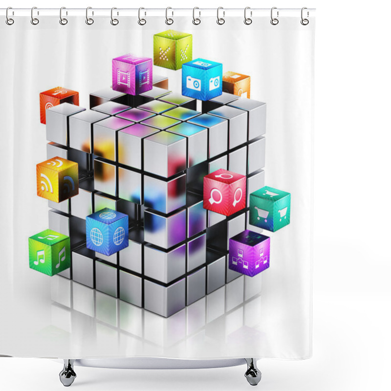 Personality  Mobile Applications And Media Technology Concept Shower Curtains