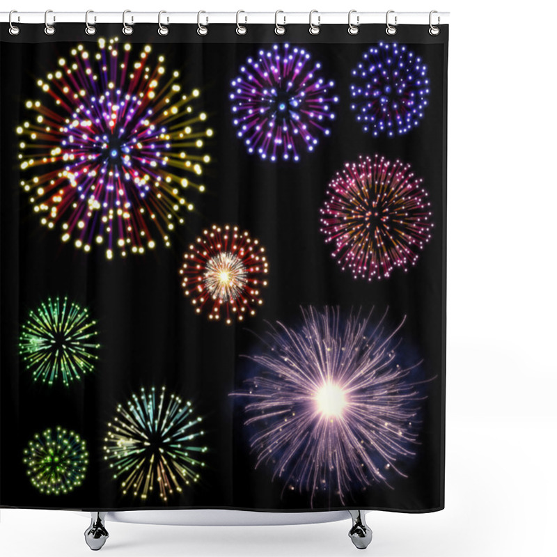 Personality  Happy New Year Fireworks Set Shower Curtains