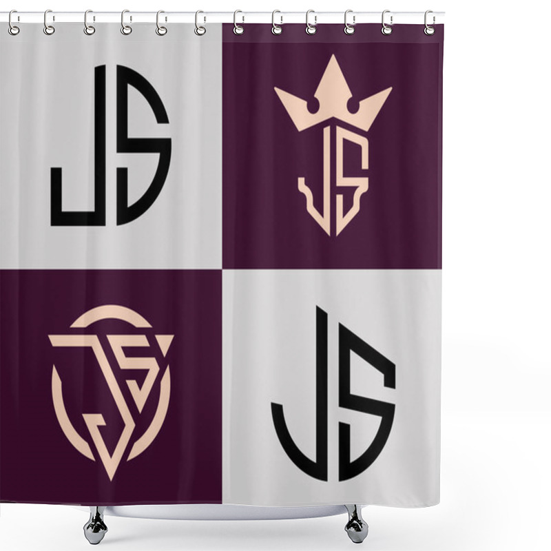 Personality  JS Modern Initial Letter Logo Design Vector Bundle. It Will Be Suitable For Which Company Or Brand Name Start Those Initial. Shower Curtains