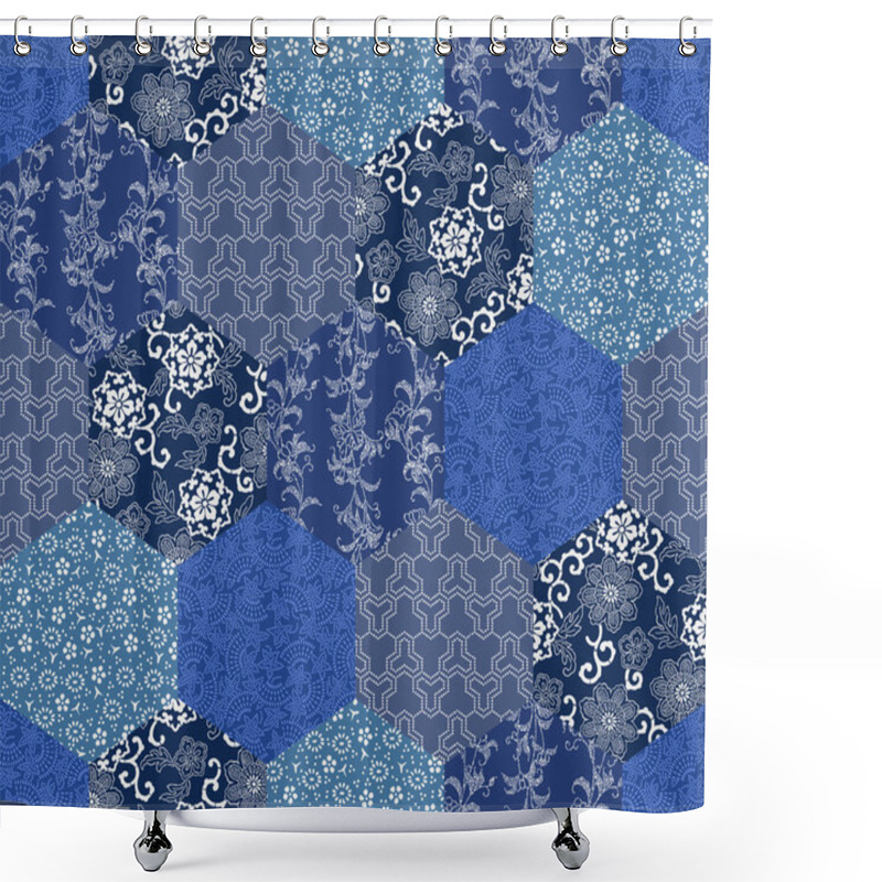 Personality  Japanese Style Pattern Patchwork Shower Curtains