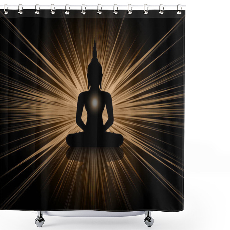 Personality  Meditating Buddha Silhouette In Lotus Position Shower Curtains