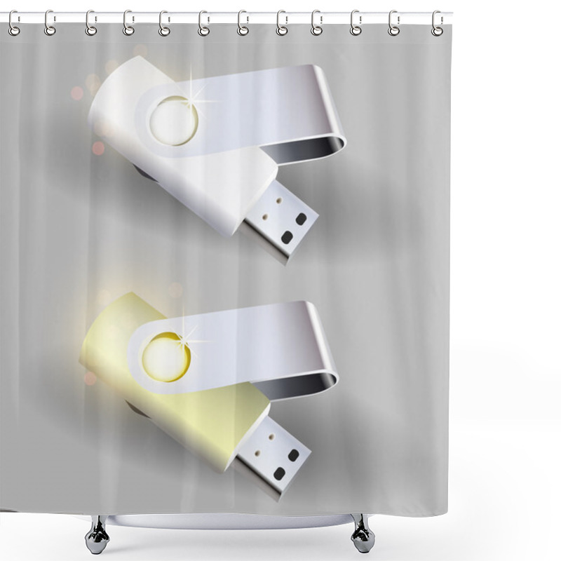 Personality  Flash Drives. Vector Illustration. Shower Curtains