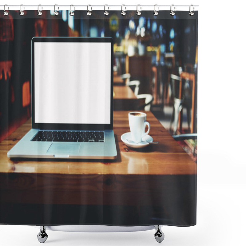 Personality  Portable Net-book With Copy Space Screen For Your Information Content Or Text Message Shower Curtains