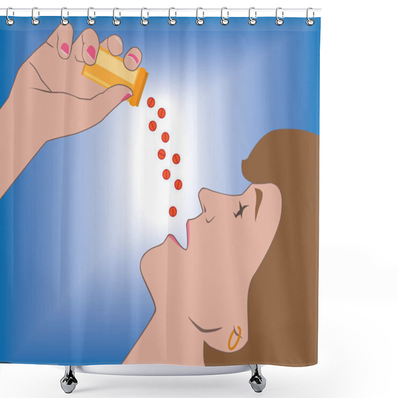 Personality  Woman Popping Pills Shower Curtains