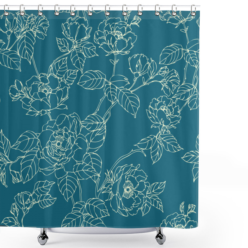 Personality  Seamless Pattern With Flowers Roses Shower Curtains