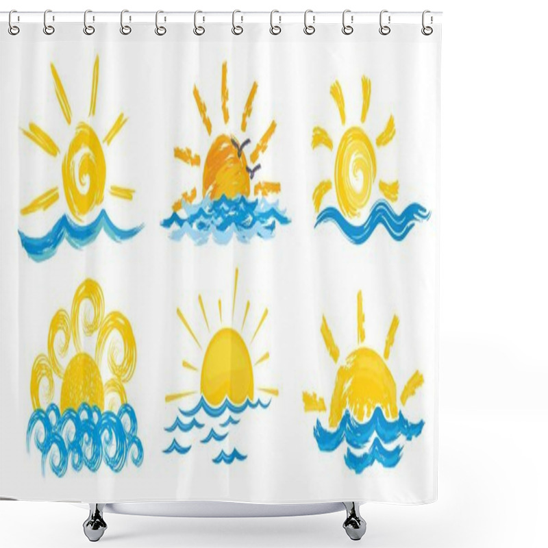 Personality  Logos Sun And Sea.  Shower Curtains