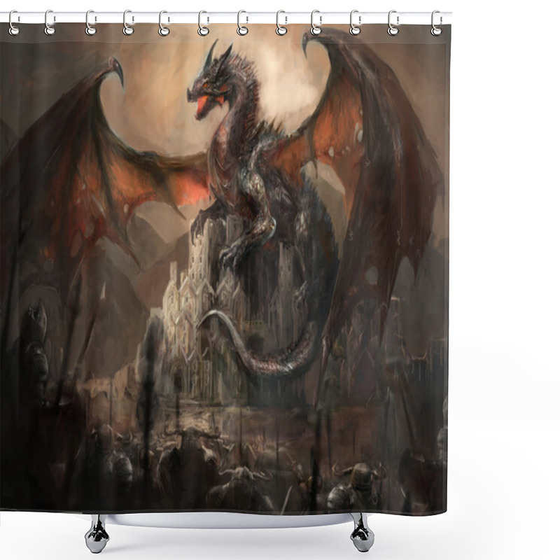 Personality  Dragon Castle Shower Curtains