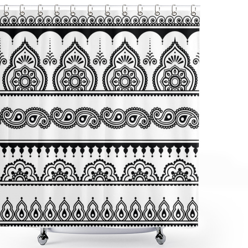 Personality  Mehndi, Indian Henna Tattoo Seamless Pattern, Design Elements Shower Curtains