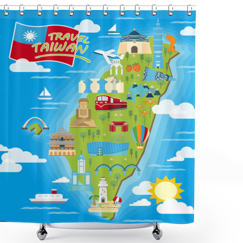 Personality  Lovely Taiwan Travel Map Shower Curtains