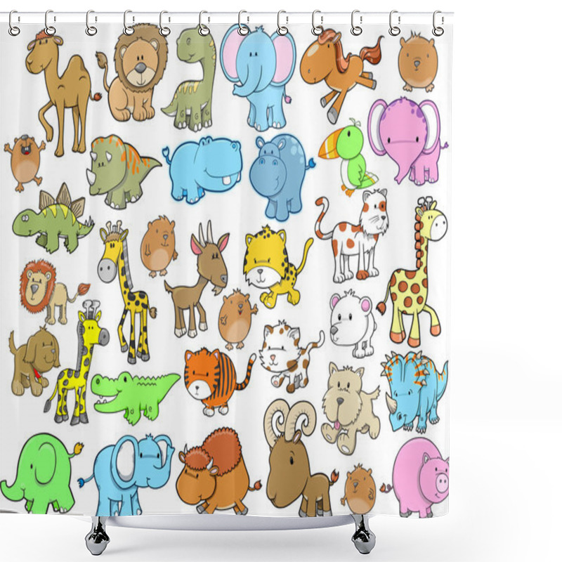 Personality  Animal Design Elements Vector Set Shower Curtains