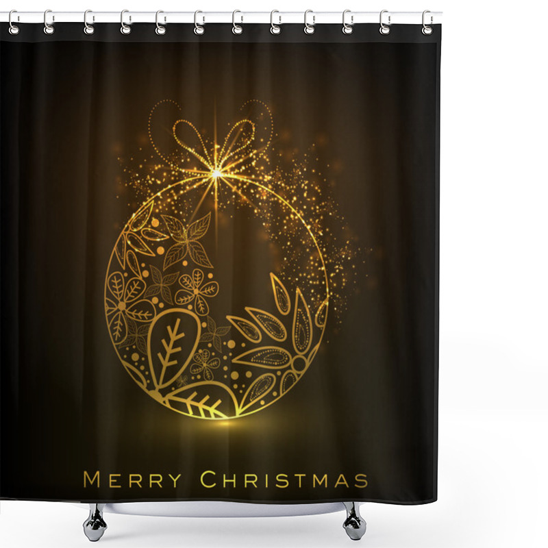 Personality  Decorative Xmas Balls On Shiny Snowflakes Background For Merry C Shower Curtains