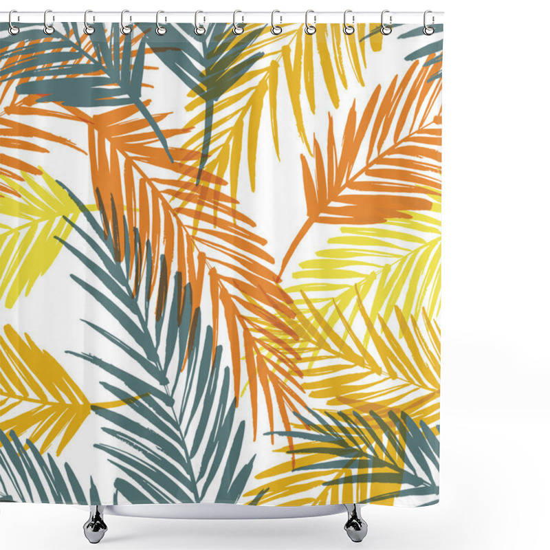 Personality  Seamless Exotic Pattern With Palm Leaves Shower Curtains