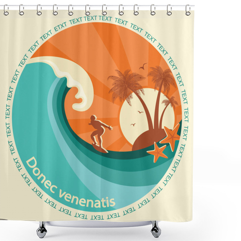 Personality  Surfing Label Illustration Shower Curtains