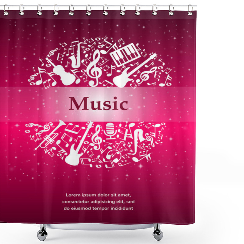 Personality  Music Background With Instruments And Notes With Place For Your Text Shower Curtains