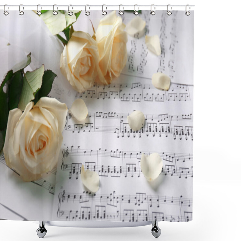 Personality  Beautiful Roses On Music Sheets Shower Curtains