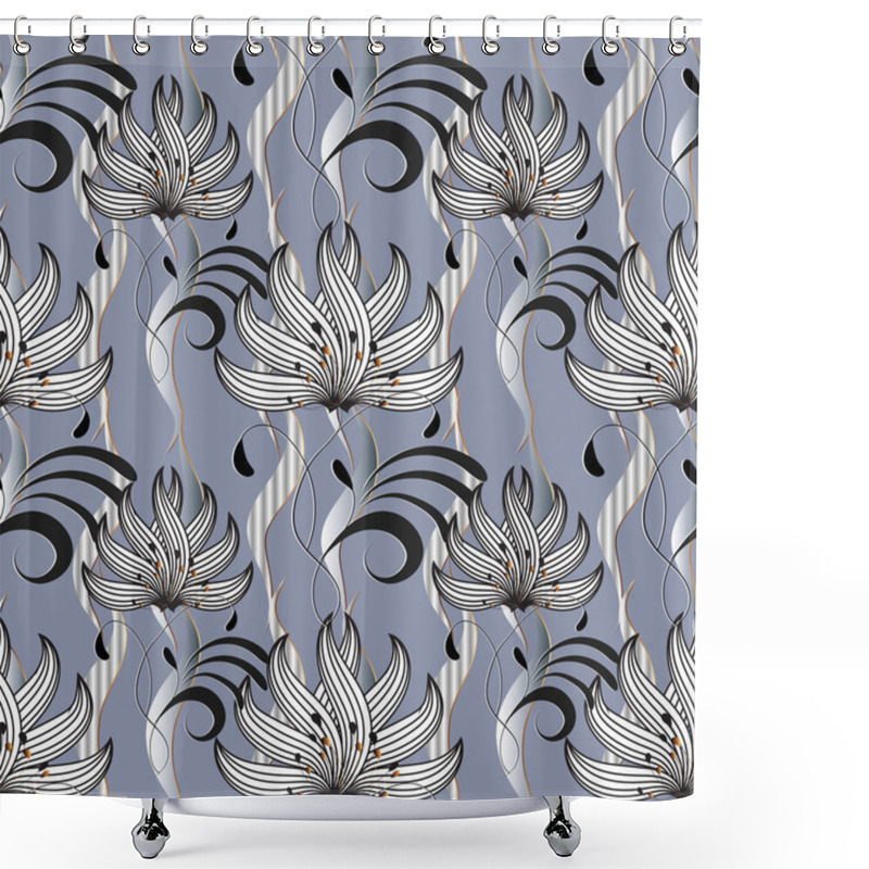 Personality  Floral Vector Seamless Pattern.  Shower Curtains