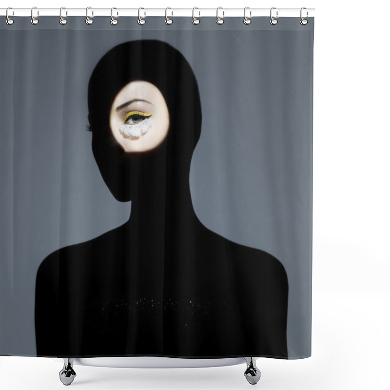 Personality  Surrealistic Young Lady With Shadow On Her Body Shower Curtains