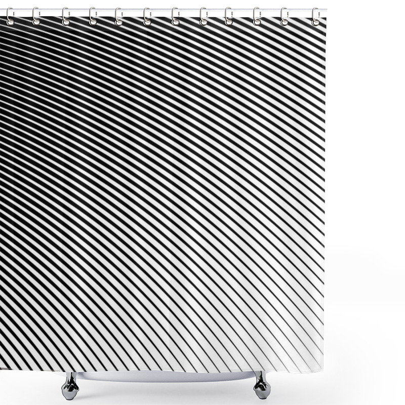 Personality  Black And White Wave Stripe Optical Abstract Background Shower Curtains