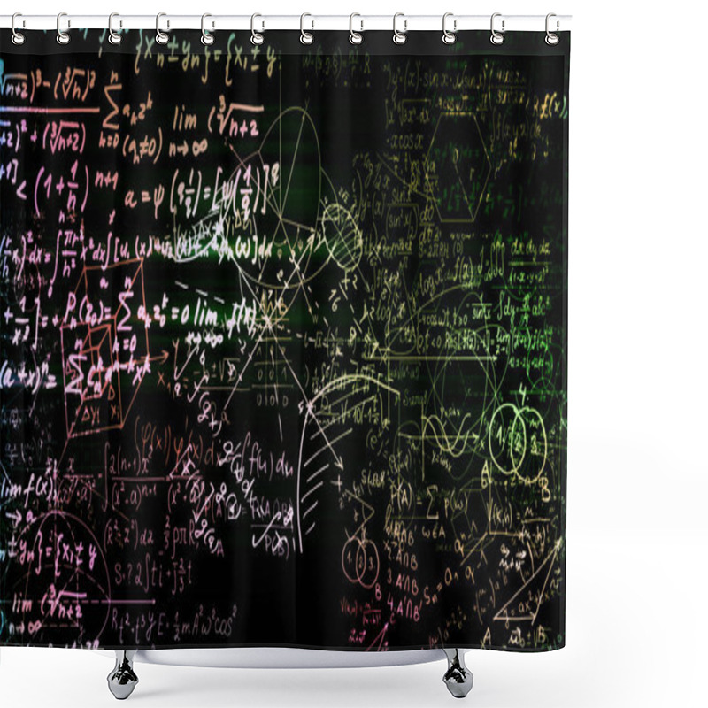 Personality  3D Rendering Abstract Blocks Of Mathematical Formulas That Are In The Virtual Space. Camera Inside The Mathematical Formulas Shower Curtains