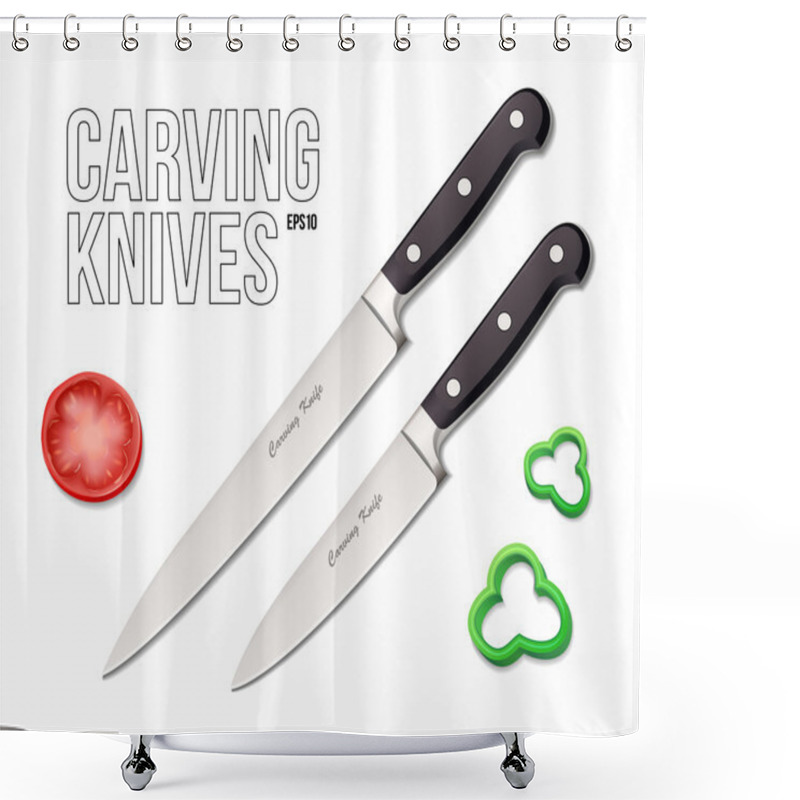 Personality  Two Chef's Kitchen Carving Knives EPS10 Shower Curtains