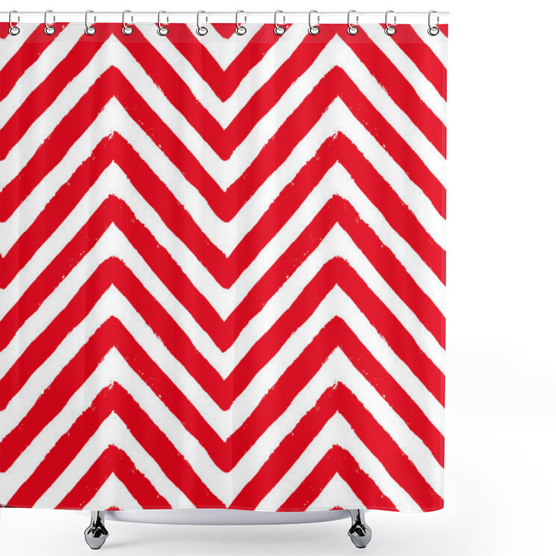 Personality  Vector Red Chevron Seamless Pattern Shower Curtains