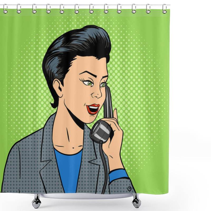 Personality  Business Woman With Phone Vector Shower Curtains