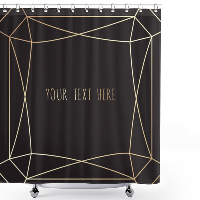 Personality  Golden Polygonal Frame, Geometric, Diamond Shapes On Black Background Shower Curtains