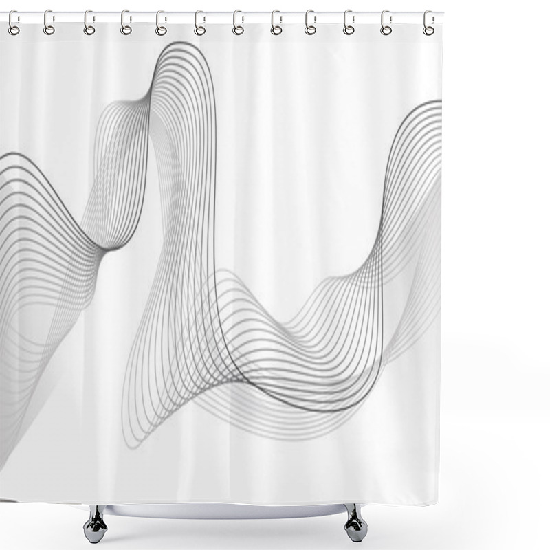 Personality  Abstract Grey Wave Isolated On White Background. Vector Illustra Shower Curtains