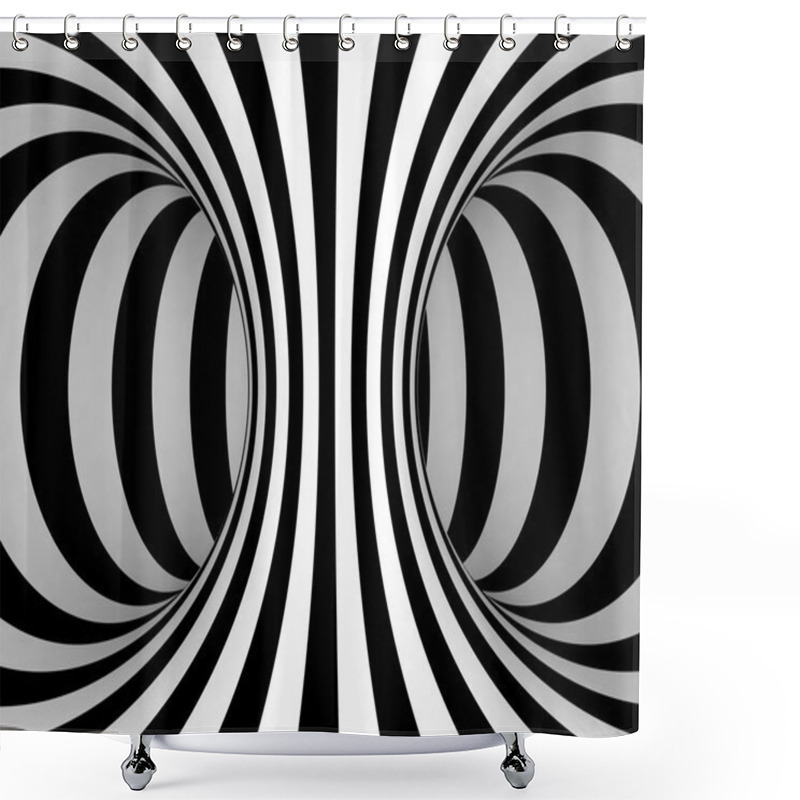 Personality  Black And White Stripes Projection On Torus. Shower Curtains